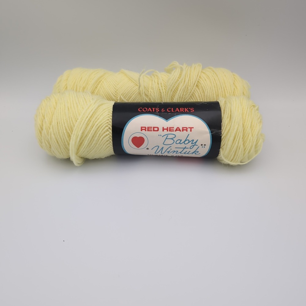 Vintage Red Heart Baby Wintuk Yarn Baby Yellow 224 Orlon Acrylic 3 Ply + Extra